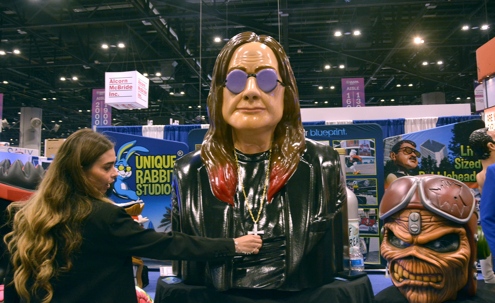 A statue of Ozzy Osbourne by the Unique Rabbit Studios manufacturing company.